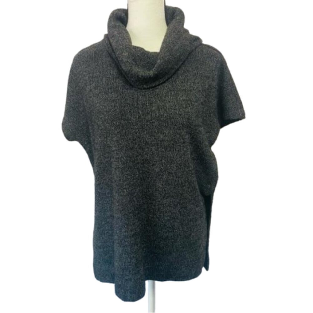 Loft Gray Pullover Knit Short Sleeve Cowl Neck Sweater Size XS #1386